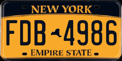 NY license plate FDB4986