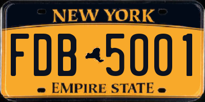 NY license plate FDB5001