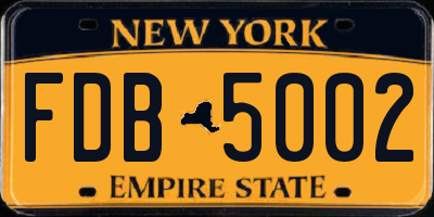 NY license plate FDB5002