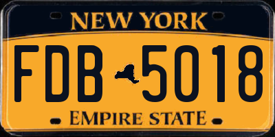 NY license plate FDB5018