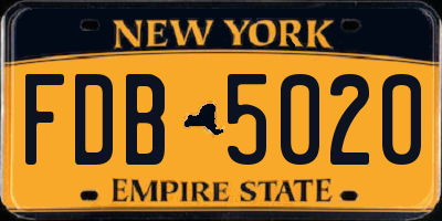 NY license plate FDB5020