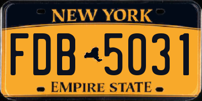 NY license plate FDB5031