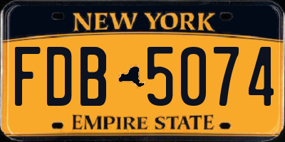 NY license plate FDB5074