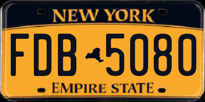 NY license plate FDB5080