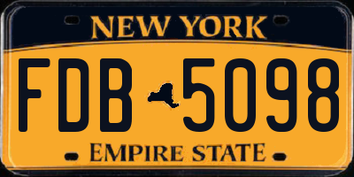 NY license plate FDB5098