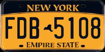 NY license plate FDB5108