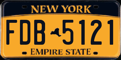 NY license plate FDB5121