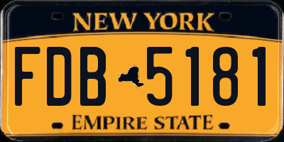 NY license plate FDB5181