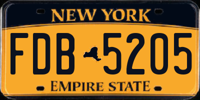 NY license plate FDB5205