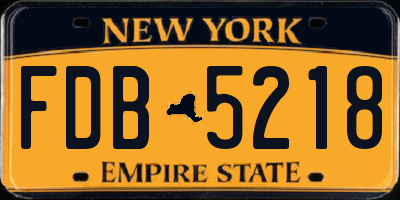 NY license plate FDB5218