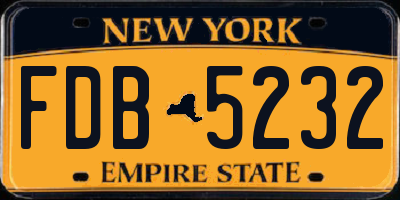 NY license plate FDB5232