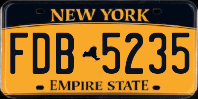 NY license plate FDB5235