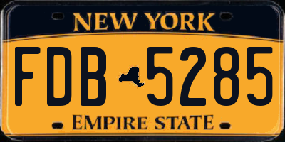 NY license plate FDB5285