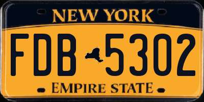 NY license plate FDB5302