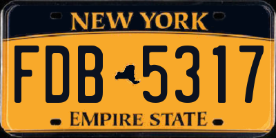 NY license plate FDB5317