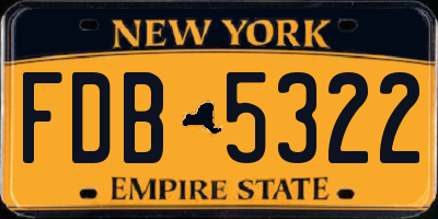 NY license plate FDB5322