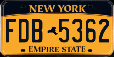 NY license plate FDB5362
