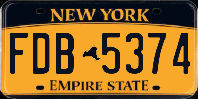 NY license plate FDB5374