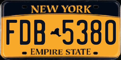 NY license plate FDB5380