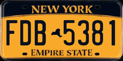 NY license plate FDB5381