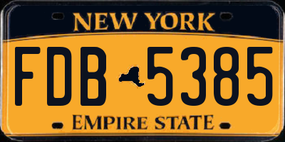 NY license plate FDB5385