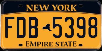 NY license plate FDB5398