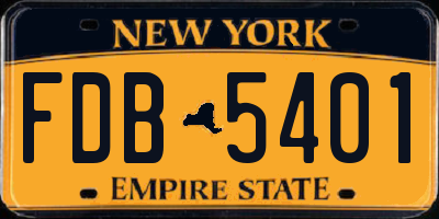 NY license plate FDB5401