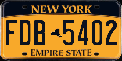 NY license plate FDB5402