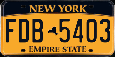 NY license plate FDB5403