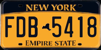 NY license plate FDB5418