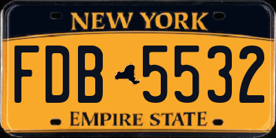 NY license plate FDB5532