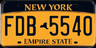 NY license plate FDB5540