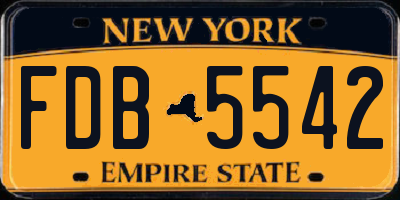 NY license plate FDB5542