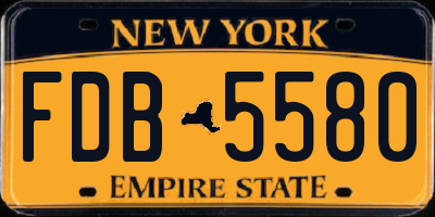 NY license plate FDB5580
