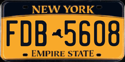 NY license plate FDB5608