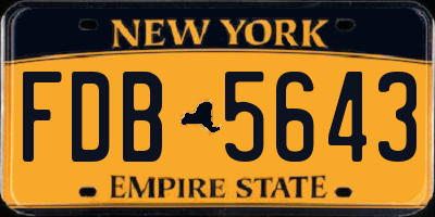 NY license plate FDB5643