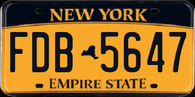 NY license plate FDB5647