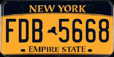 NY license plate FDB5668