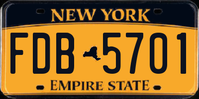NY license plate FDB5701