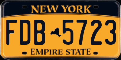 NY license plate FDB5723