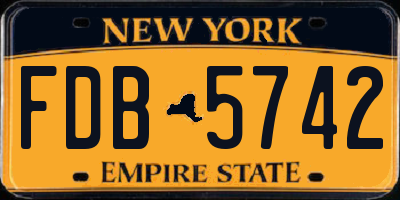NY license plate FDB5742