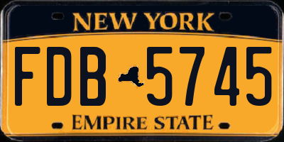 NY license plate FDB5745