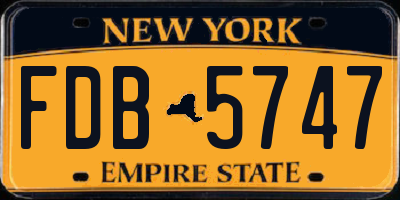 NY license plate FDB5747