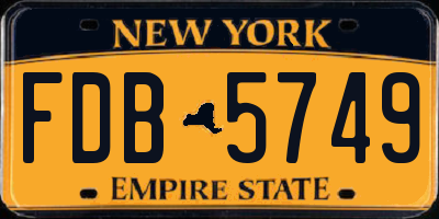 NY license plate FDB5749