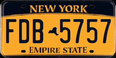 NY license plate FDB5757
