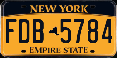 NY license plate FDB5784