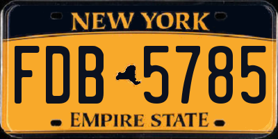 NY license plate FDB5785