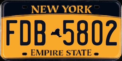 NY license plate FDB5802