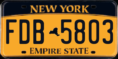 NY license plate FDB5803