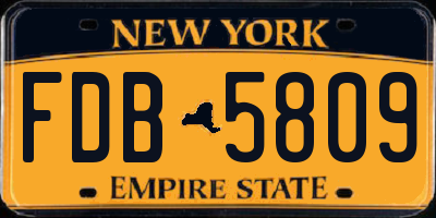 NY license plate FDB5809